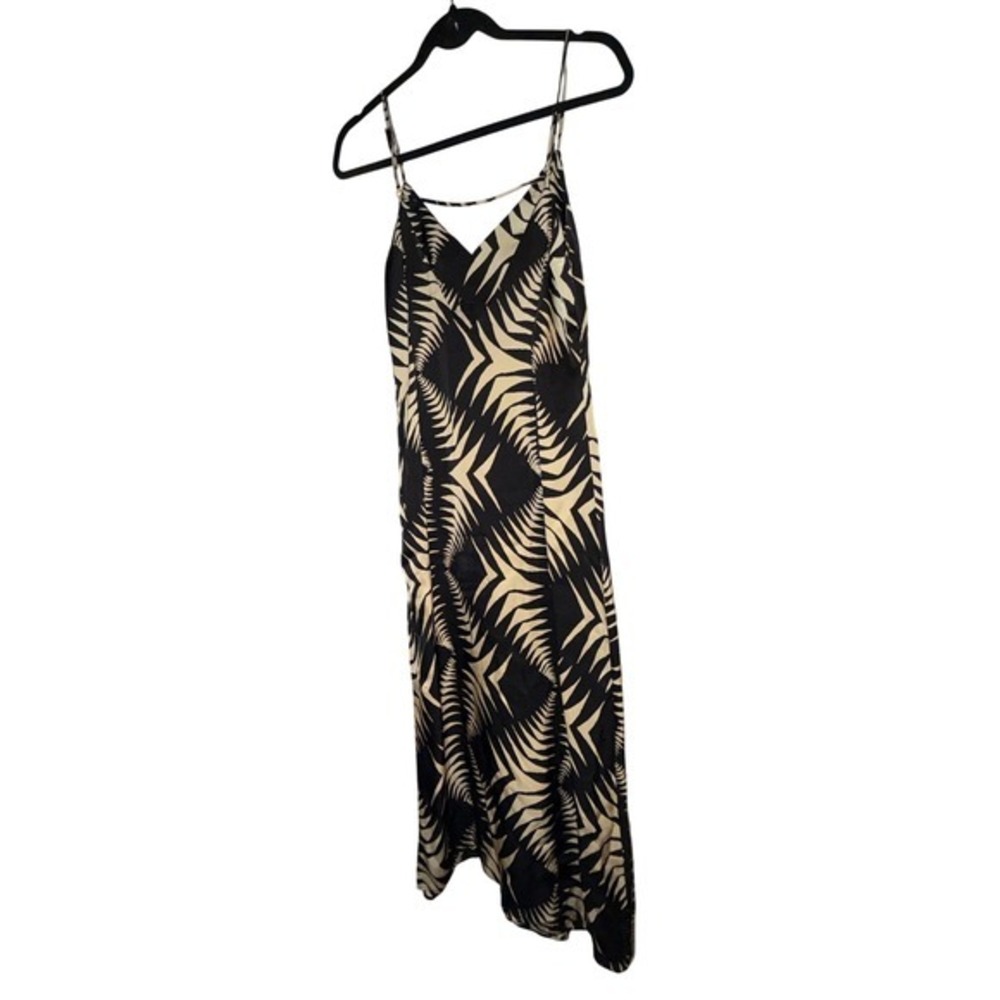 ba&sh Napi Graphic Print Midi Slip Dress Noir Black‎ Cream Size 1/ US 4 - Picture 5 of 9